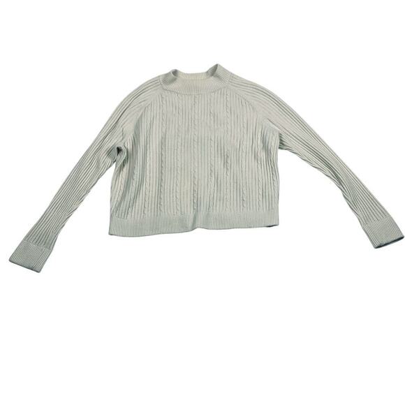 FRAME Off White Cable Knit Merino Wool Boxy Cropped Fishermans Sweater Size XS - Picture 3 of 7